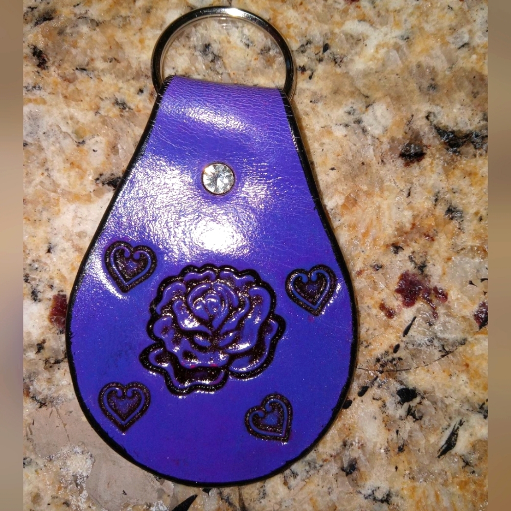 Leather Handcrafted Rose Keychain